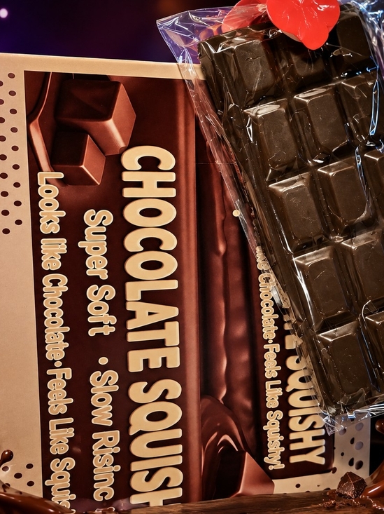 Accessories - Chocolate Squishy Toy - Brown Chocolate Bar Design